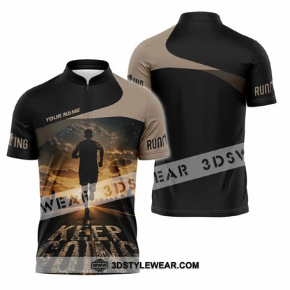Unisex Shirt - Custom Keep Going Running Shirt - Zipper Polo Shirt / S - T-shirt