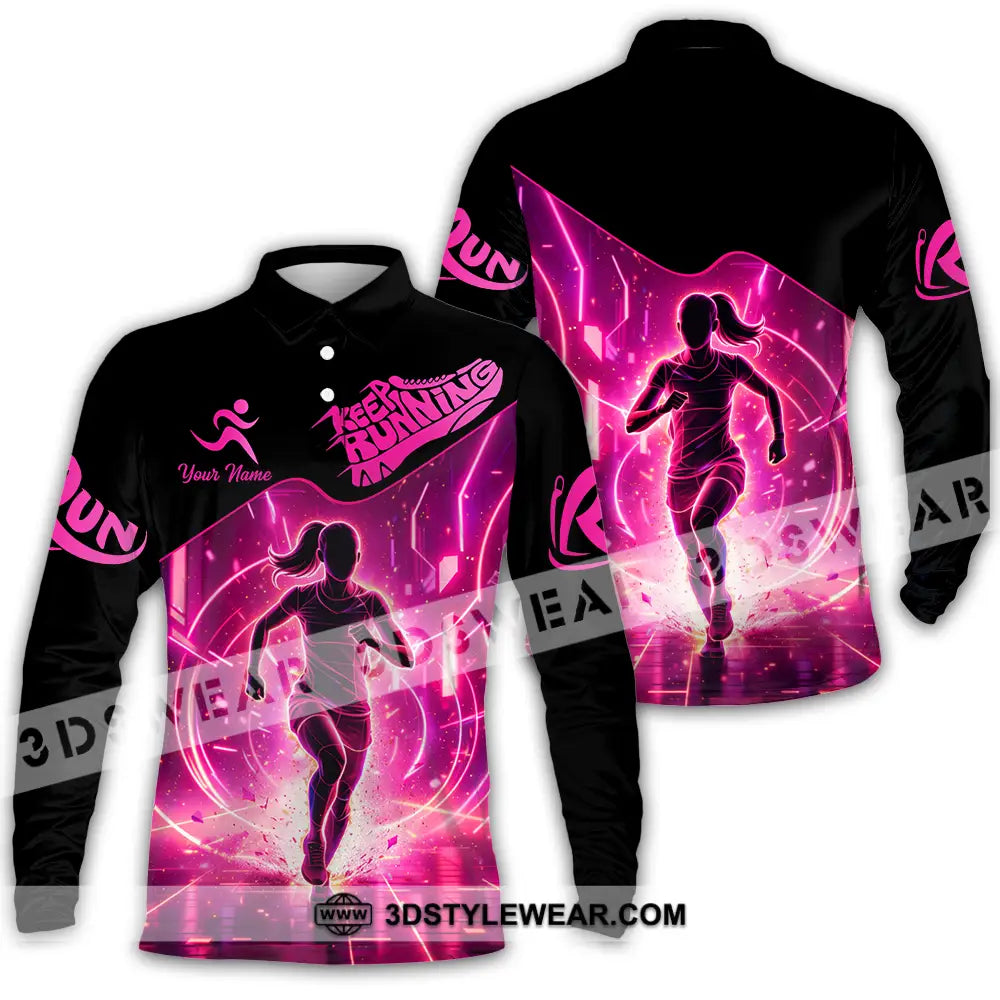 Unisex Shirt - Custom Keep Running 3D Shirt - Long Sleeve Polo / S - T-shirt