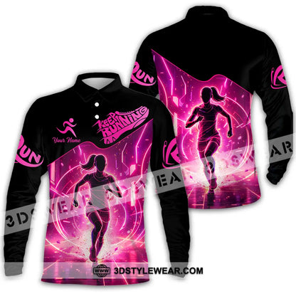 Unisex Shirt - Custom Keep Running 3D Shirt - Long Sleeve Polo / S - T-shirt