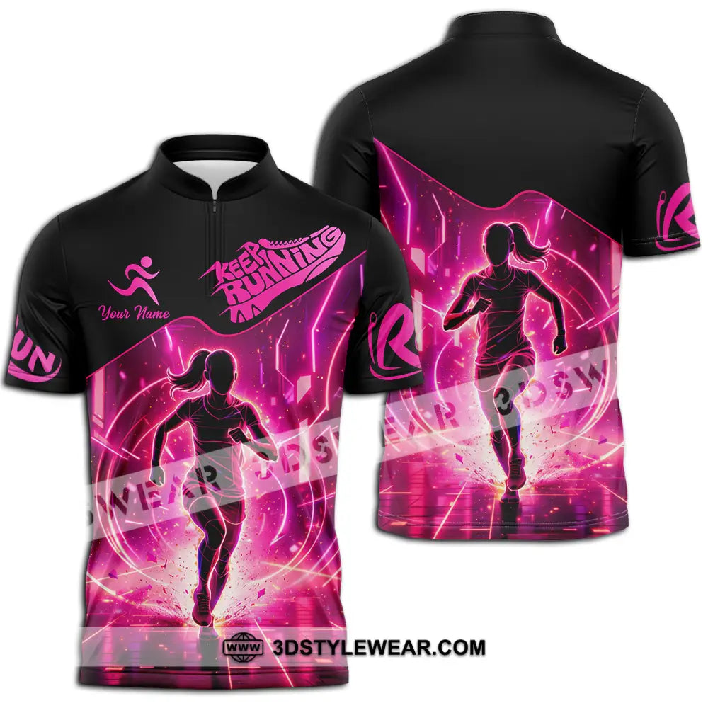 Unisex Shirt - Custom Keep Running 3D Shirt - Zipper Polo Shirt / S - T-shirt