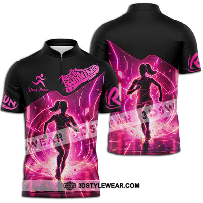 Unisex Shirt - Custom Keep Running 3D Shirt - Zipper Polo Shirt / S - T-shirt