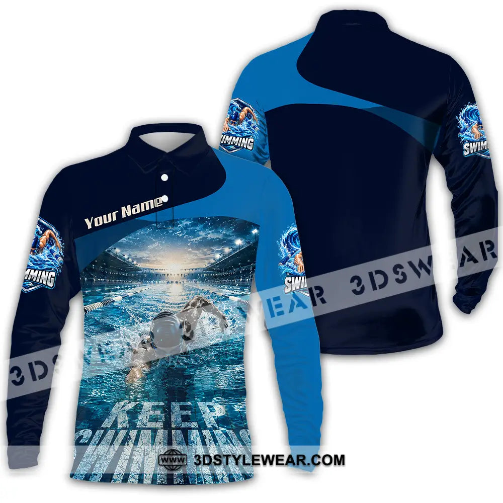 Unisex Shirt - Custom Keep Swimming Shirt - Long Sleeve Polo / S - T-shirt