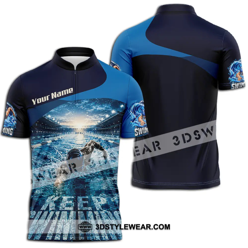 Unisex Shirt - Custom Keep Swimming Shirt - Zipper Polo Shirt / S - T-shirt