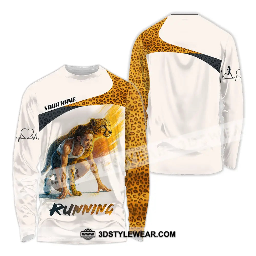 Unisex Shirt - Custom Leopard Running Shirt - Long Sleeve Shirt / S - T-shirt
