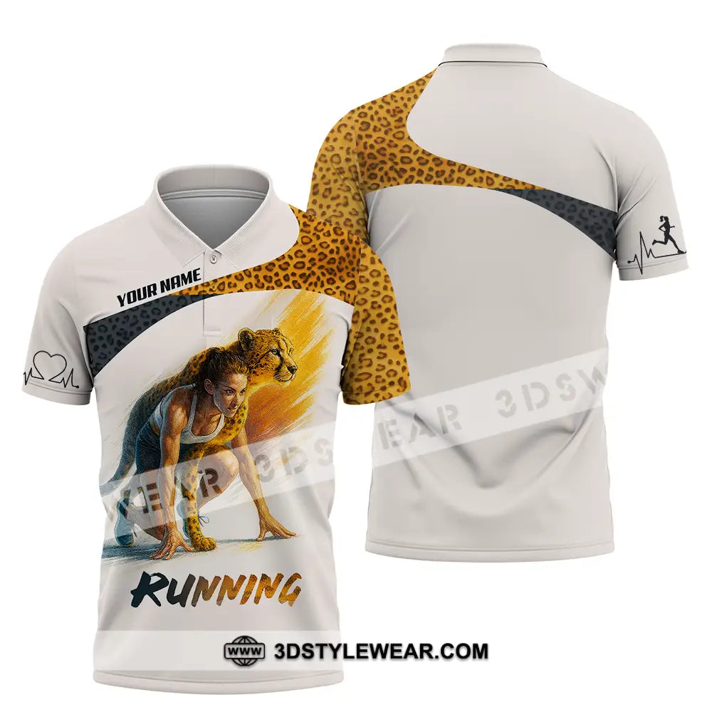 Unisex Shirt - Custom Leopard Running Shirt - Polo Shirt / S - T-shirt