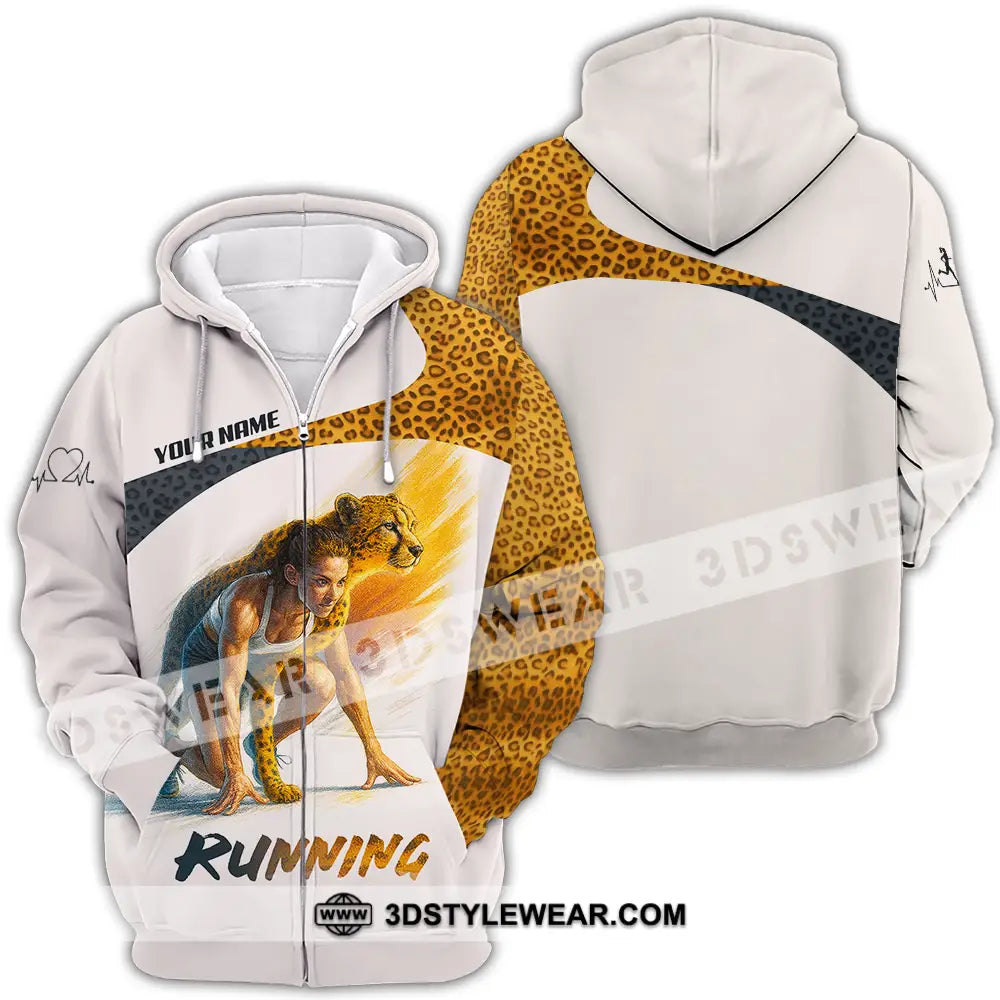 Unisex Shirt - Custom Leopard Running Shirt - Zipper Hoodie / S - T-shirt