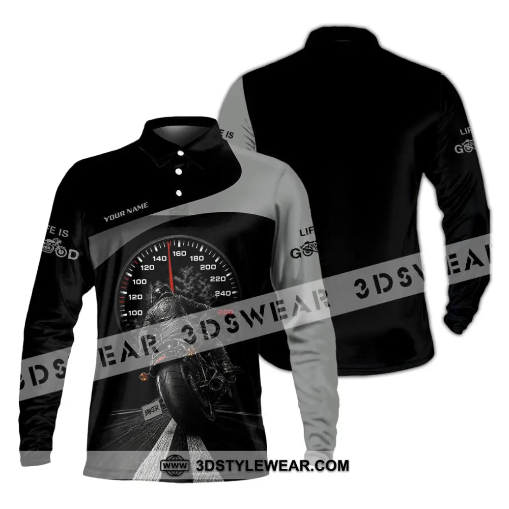 Unisex Shirt - Custom Life Is Good Biker Shirt - Long Sleeve Polo / S - T-shirt