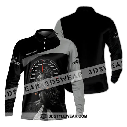 Unisex Shirt - Custom Life Is Good Biker Shirt - Long Sleeve Polo / S - T-shirt