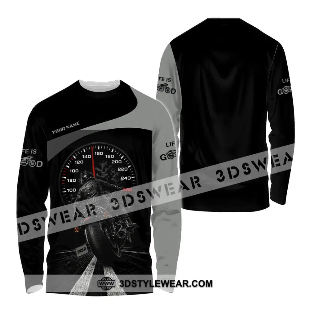 Unisex Shirt - Custom Life Is Good Biker Shirt - Long Sleeve Shirt / S - T-shirt