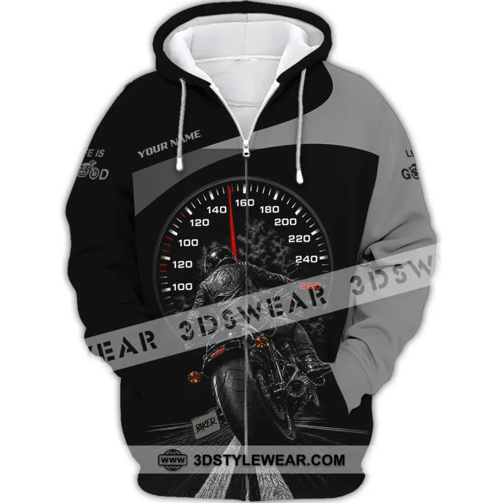 Unisex Shirt - Custom Life Is Good Biker Shirt - Zipper Hoodie / S - T-shirt