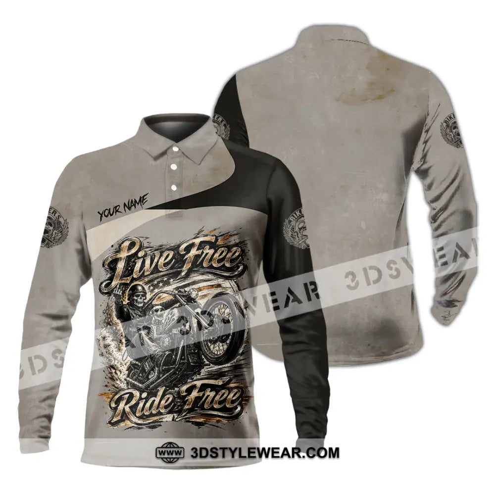 Unisex Shirt - Custom Live Free Ride Free Shirt - Long Sleeve Polo / S - T-shirt