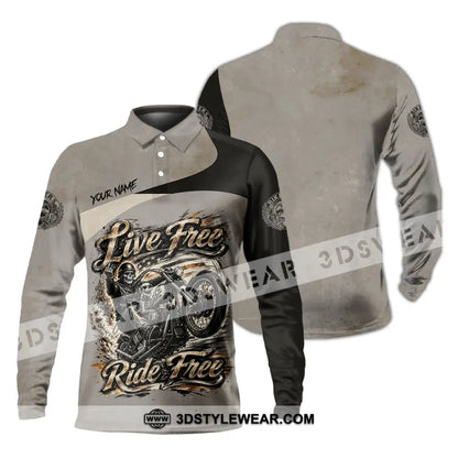 Unisex Shirt - Custom Live Free Ride Free Shirt - Long Sleeve Polo / S - T-shirt