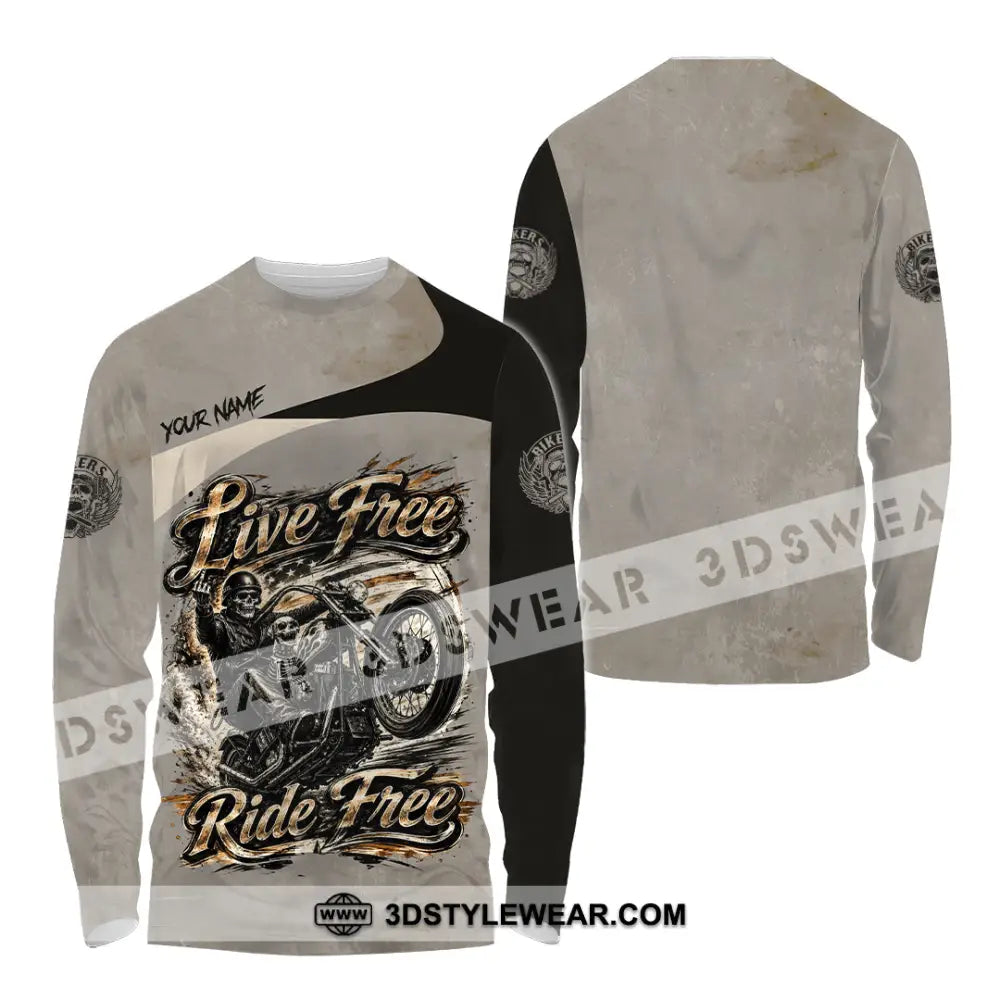 Unisex Shirt - Custom Live Free Ride Free Shirt - Long Sleeve Shirt / S - T-shirt