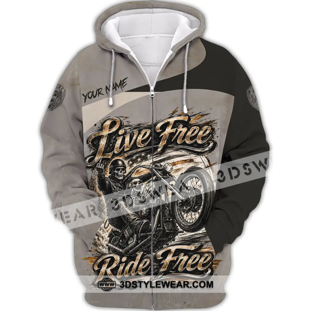 Unisex Shirt - Custom Live Free Ride Free Shirt - Zipper Hoodie / S - T-shirt