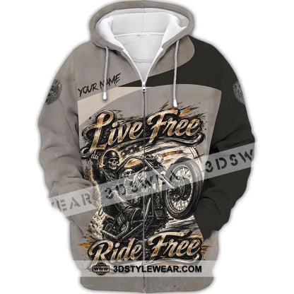 Unisex Shirt - Custom Live Free Ride Free Shirt - Zipper Hoodie / S - T-shirt