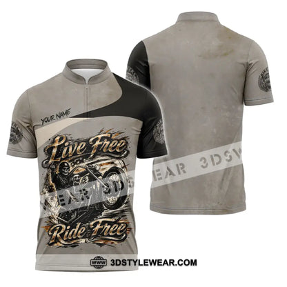 Unisex Shirt - Custom Live Free Ride Free Shirt - Zipper Polo Shirt / S - T-shirt