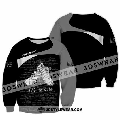 Unisex Shirt - Custom Live To Run 3D Shirt - Long Sleeve / S - T-shirt