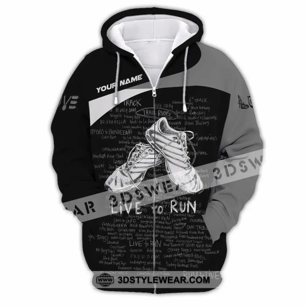 Unisex Shirt - Custom Live To Run 3D Shirt - Zipper Hoodie / S - T-shirt