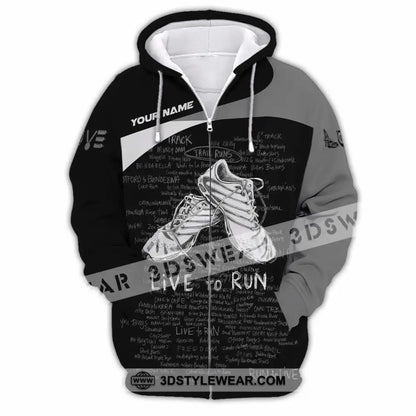 Unisex Shirt - Custom Live To Run 3D Shirt - Zipper Hoodie / S - T-shirt