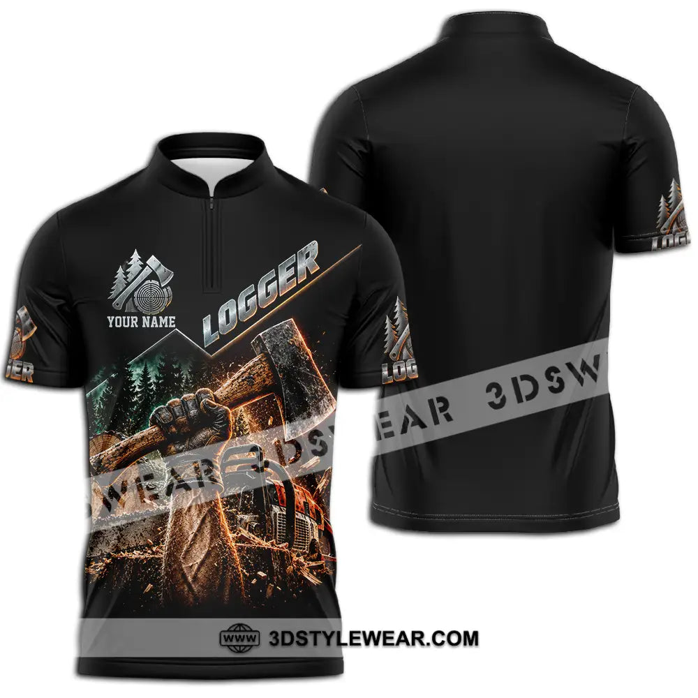 Unisex Shirt - Custom Logger Shirt - Zipper Polo Shirt / S - T-shirt