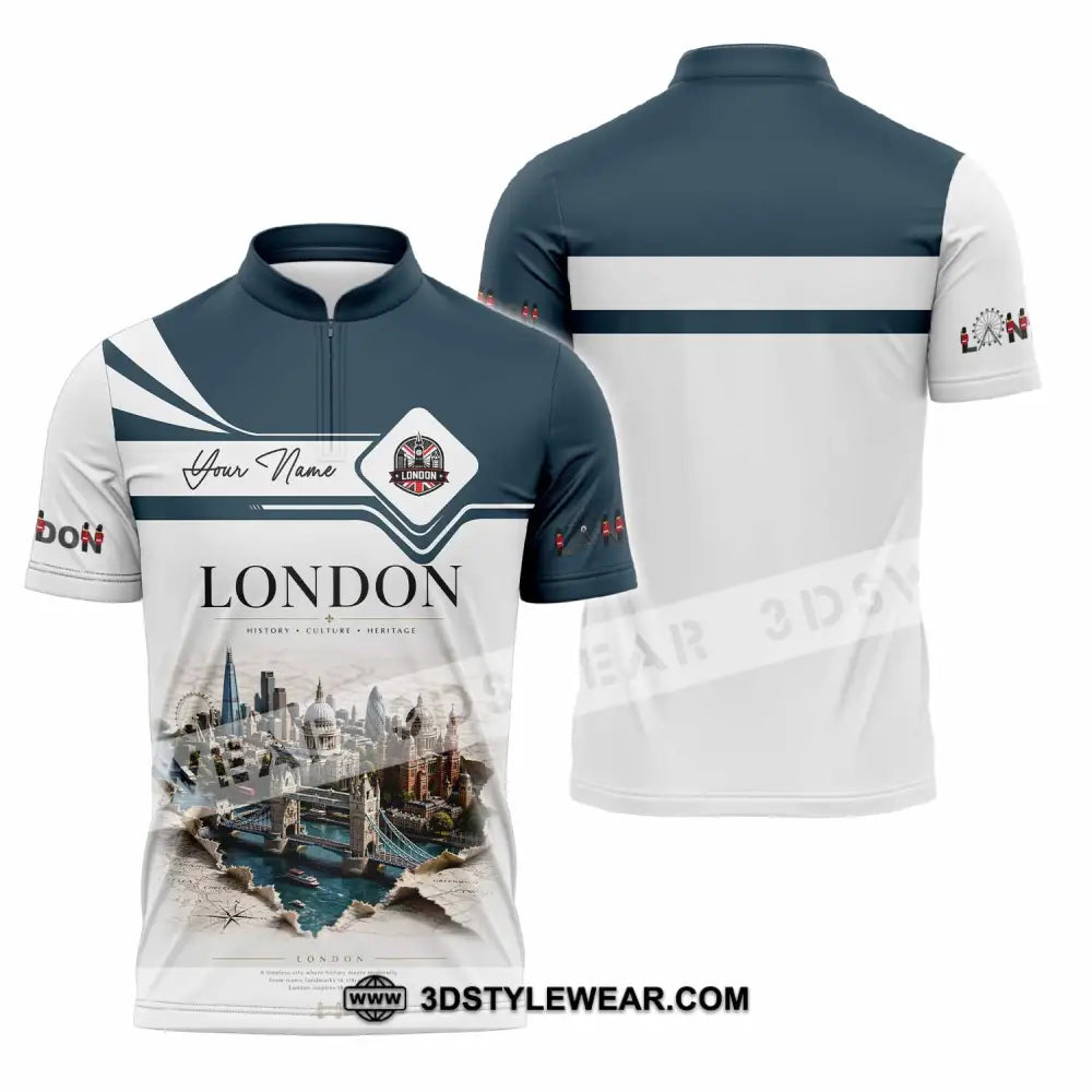 Unisex Shirt - Custom London Shirt - Zipper Polo Shirt / S - T-shirt