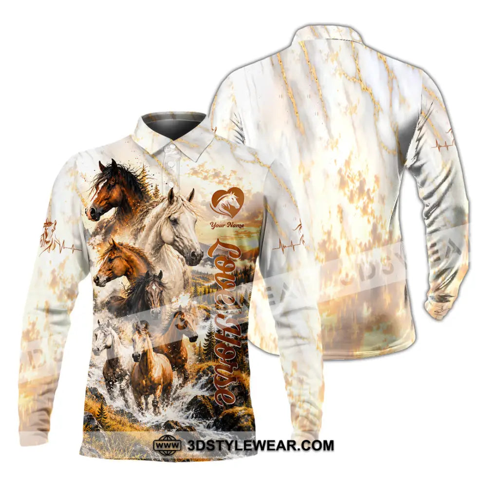 Unisex Shirt - Custom Love Horse Shirt - Long Sleeve Polo / S - T-shirt