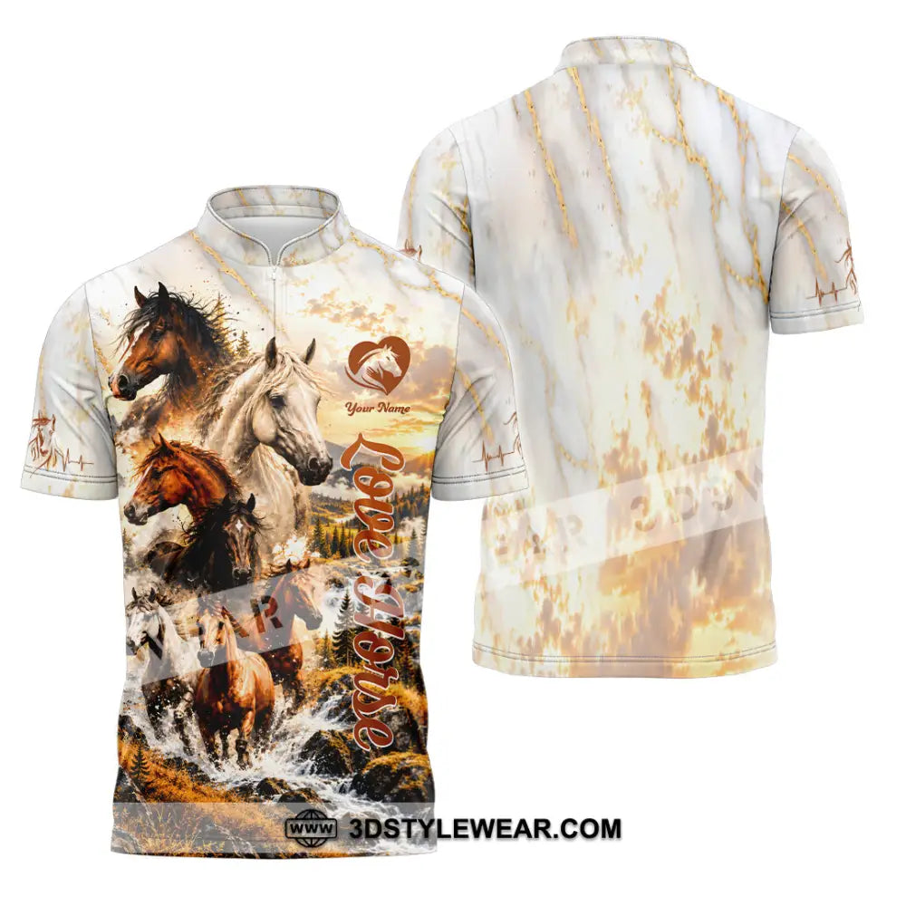Unisex Shirt - Custom Love Horse Shirt - Zipper Polo Shirt / S - T-shirt