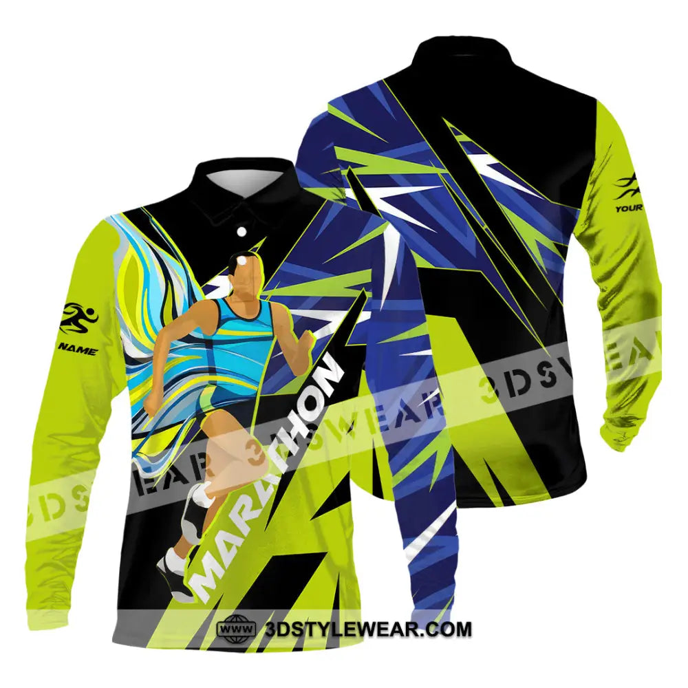 Unisex Shirt - Custom Marathon 3D Shirt - Long Sleeve Polo / S - T-shirt