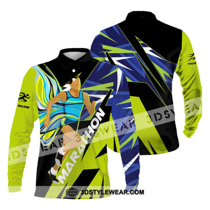 Unisex Shirt - Custom Marathon 3D Shirt - Long Sleeve Polo / S - T-shirt