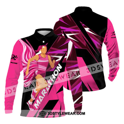 Unisex Shirt - Custom Marathon 3D Shirt - Long Sleeve Polo / S - T-shirt