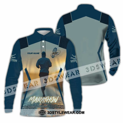Unisex Shirt - Custom Marathon 3D Shirt - Long Sleeve Polo / S - T-shirt