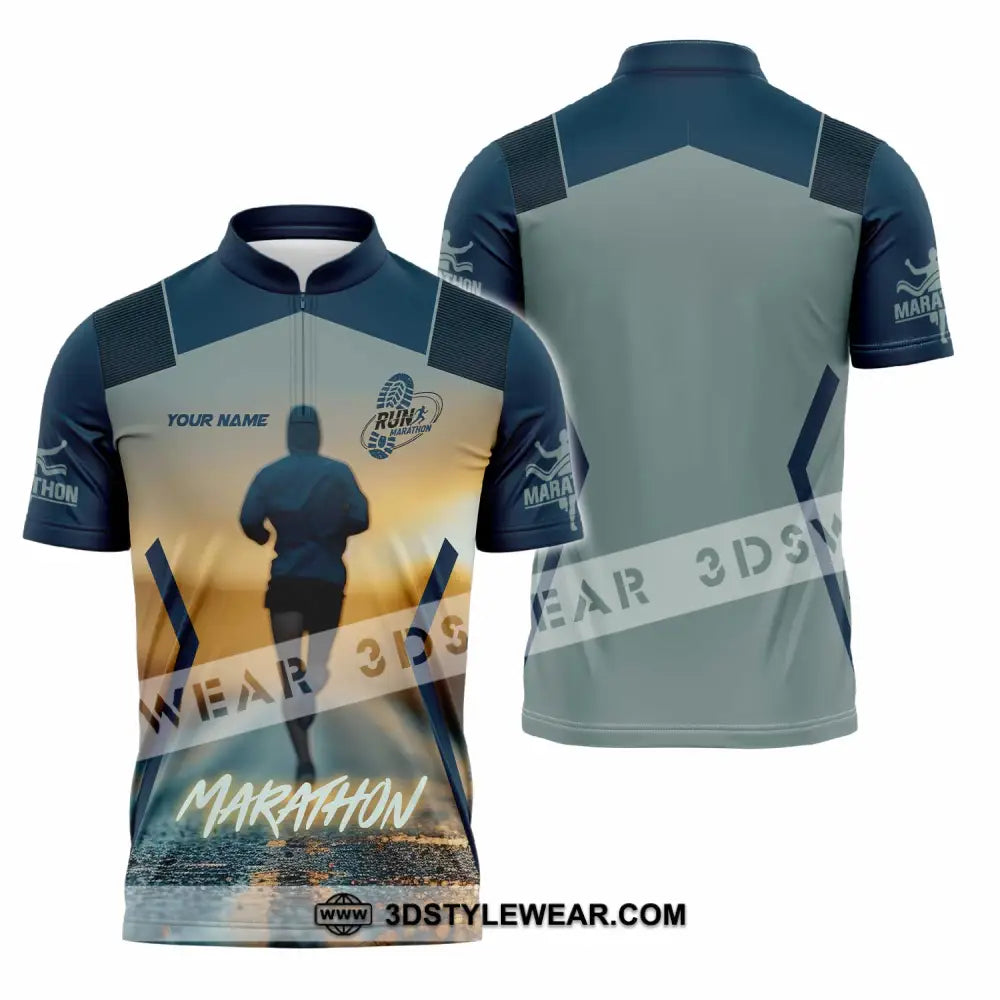Unisex Shirt - Custom Marathon 3D Shirt - Zipper Polo Shirt / S - T-shirt