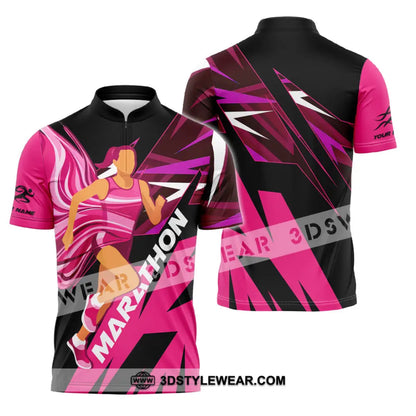 Unisex Shirt - Custom Marathon 3D Shirt - Zipper Polo Shirt / S - T-shirt