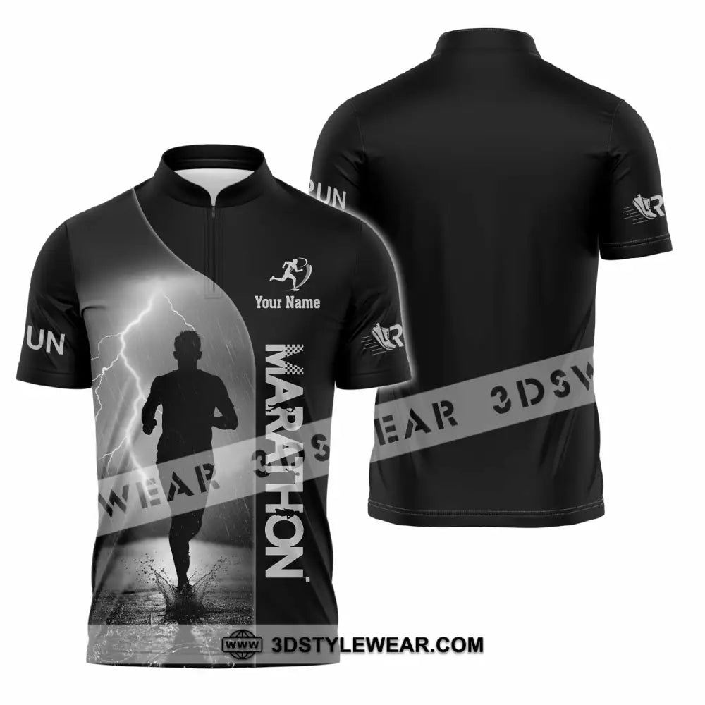 Unisex Shirt - Custom Marathon 3D Shirt - Zipper Polo Shirt / S - T-shirt