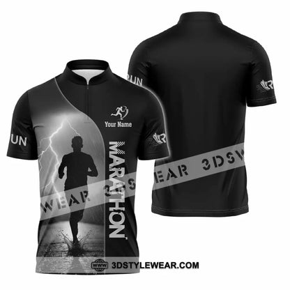 Unisex Shirt - Custom Marathon 3D Shirt - Zipper Polo Shirt / S - T-shirt