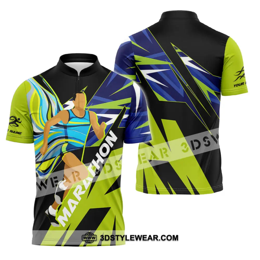 Unisex Shirt - Custom Marathon 3D Shirt - Zipper Polo Shirt / S - T-shirt