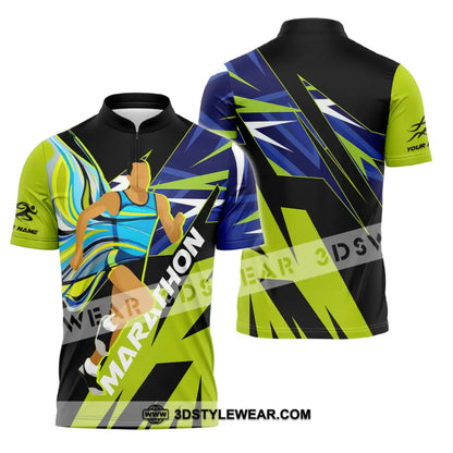 Unisex Shirt - Custom Marathon 3D Shirt - Zipper Polo Shirt / S - T-shirt