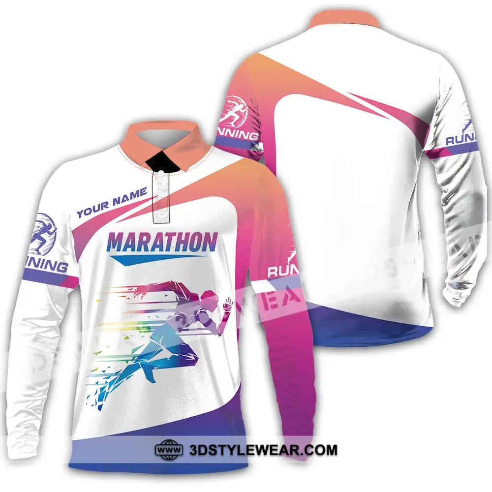 Unisex Shirt - Custom Marathon Running Lover Sport Shirt - Long Sleeve Polo / S - T-shirt