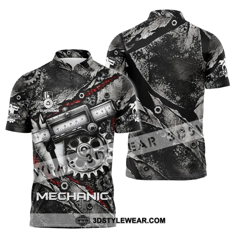 Unisex Shirt - Custom Mechanic Shirt - Zipper Polo Shirt / S - T-shirt