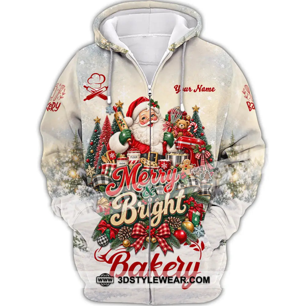 Unisex Shirt - Custom Merry Bright Bakery Shirt - Zipper Hoodie / S - T-shirt