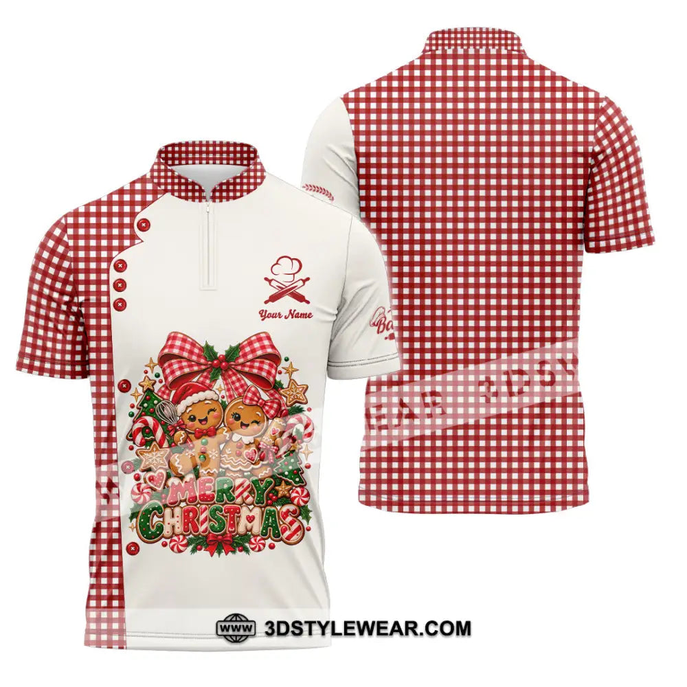 Unisex Shirt - Custom Merry Christmas Shirt - Zipper Polo Shirt / S - T-shirt
