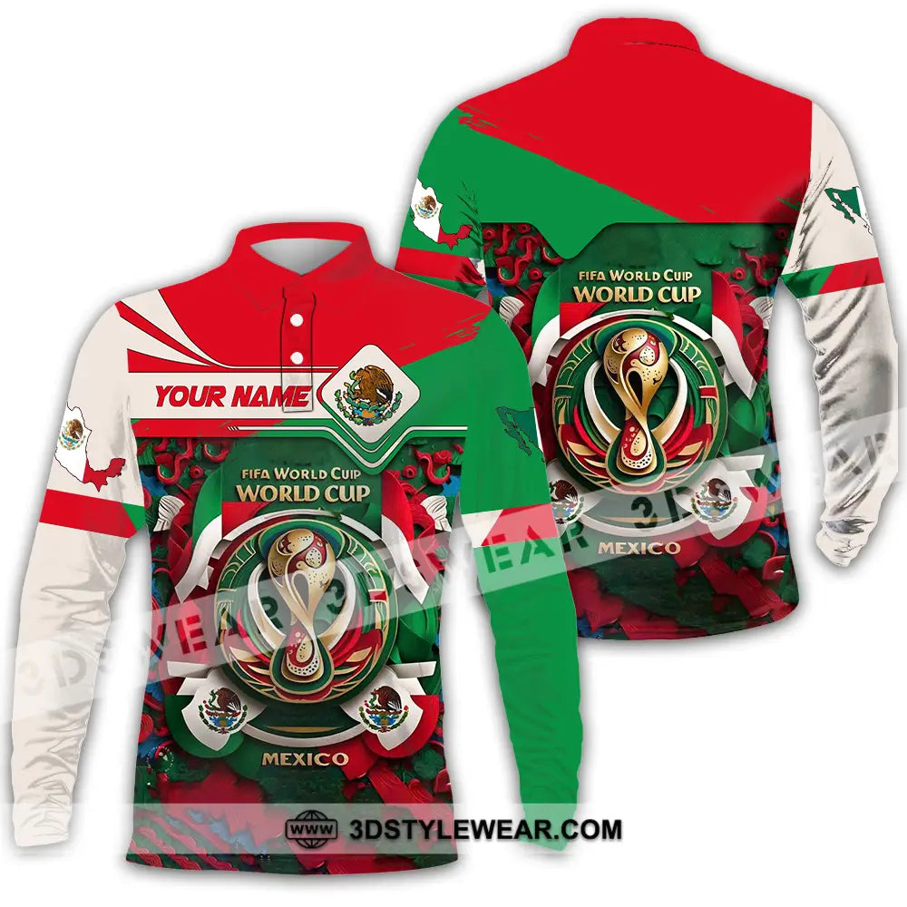 Unisex Shirt - Custom Mexico Fifa Club World Cup 2026 3D Shirt Long Sleeve Polo / S T-shirt