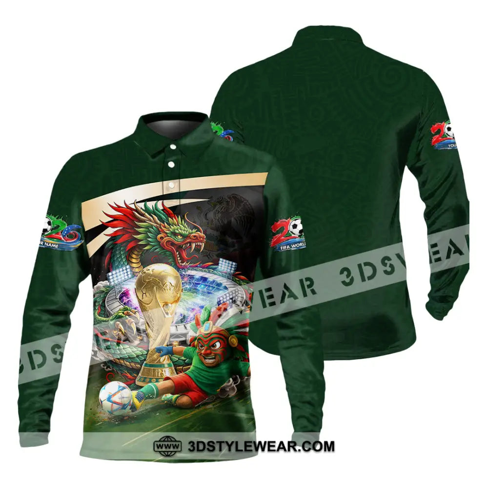 Unisex Shirt - Custom Mexico FIFA World Cup 2026 3D Shirt Long Sleeve Polo / S T-shirt