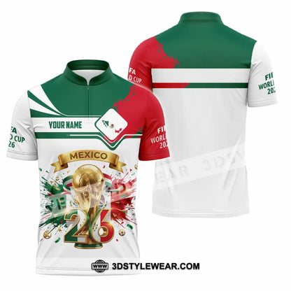 Unisex Shirt - Custom Mexico FIFA World Cup 2026 3D Shirt Zipper Polo Shirt / S T-shirt