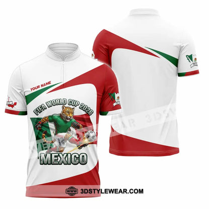 Unisex Shirt - Custom Mexico Fifa World Cup 2026 3D Shirt Zipper Polo Shirt / S T-shirt