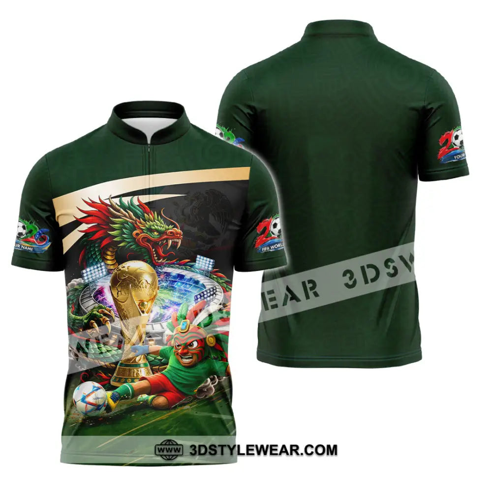 Unisex Shirt - Custom Mexico FIFA World Cup 2026 3D Shirt Zipper Polo Shirt / S T-shirt