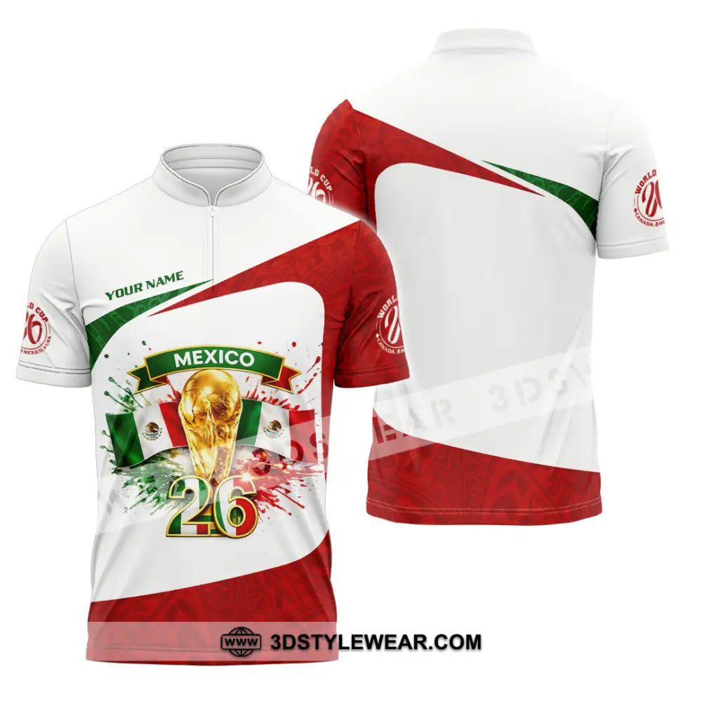Unisex Shirt - Custom Mexico Fifa World Cup 2026 3D Shirt Zipper Polo Shirt / S T-shirt