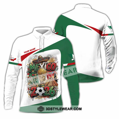 Unisex Shirt - Custom Mexico World Cup 2026 3D Shirt Long Sleeve Polo / S T-shirt