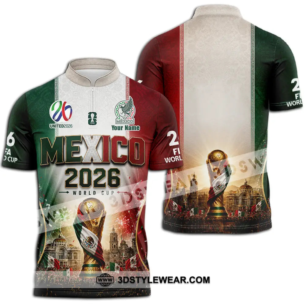 Unisex Shirt - Custom Mexico World Cup 2026 Shirt - Zipper Polo Shirt / S - T-shirt