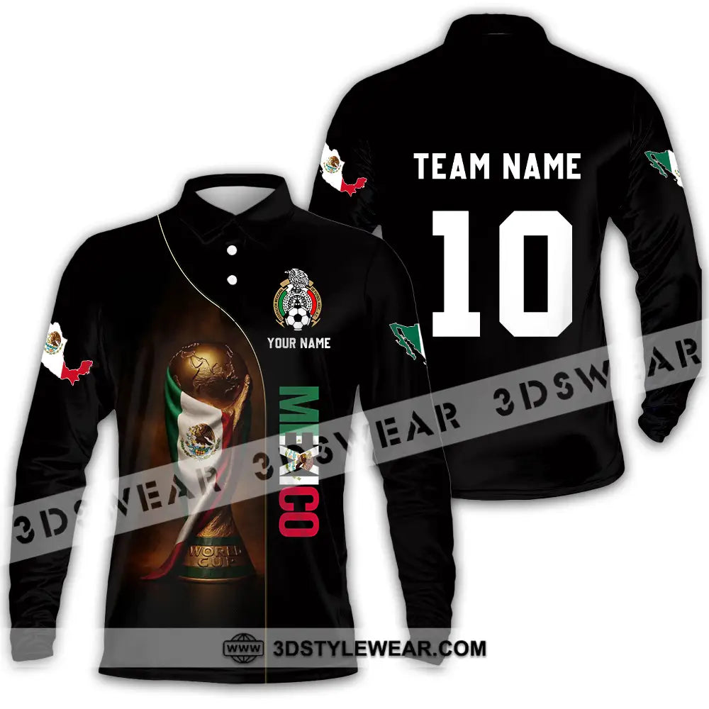 Unisex Shirt - Custom Mexico World Cup 3D Shirt Long Sleeve Polo / S T-shirt
